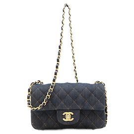 Bolsa de ombro mini Chanel Indigo Denim Azul escuro