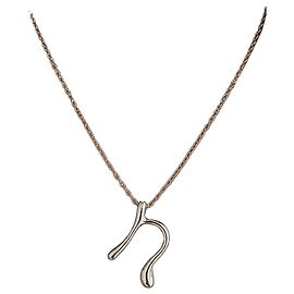 Collier pendentif Tiffany & Co. Elsa Peretti "N" en argent sterling Argenté