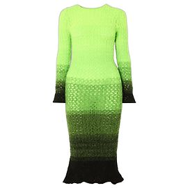 Autre Marque AGR Robe Midi en Maille Ombrée Noir Vert