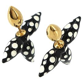 Louis Vuitton LV x YK Infinity Dot Boucles d'Oreilles Louisette Earrings Schwarz Weiß Golden