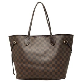 Sac à épaule Louis Vuitton Damier Neverfull MM Marron Damier ebène
