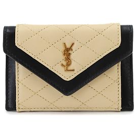 Autre Marque Tarjetero con solapa Saint Laurent Gaby Negro Beige
