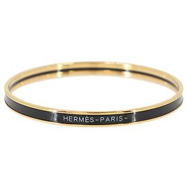 Hermès Bracelete Hermes Uni Enamel em Preto e Dourado Preto Dourado