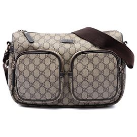 Bolsa Tiracolo Gucci Beige GG Supreme com Bolso Duplo Bege