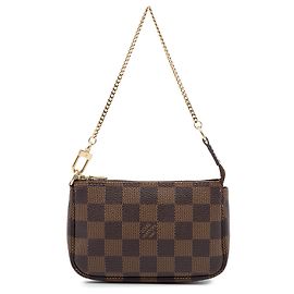 Louis Vuitton Brown Damier Ebene Mini Pochette Accessoires Castaño
