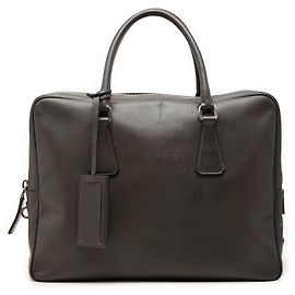 Prada Gray Saffiano Business Bag Brown Dark grey