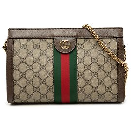 Gucci Beige Small GG Supreme Web Ophidia Chain Crossbody Beige