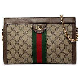 Gucci Beige Small GG Supreme Web Ophidia Chain Crossbody Bege