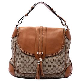 Gucci Marrakech Schultertasche aus beigem GG Canvas Beige