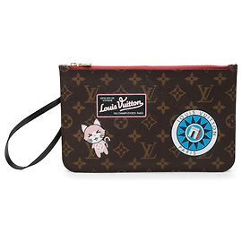 Louis Vuitton Brown Monogram Catogram Neverfull MM Pouch Braun