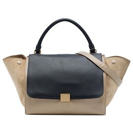 Céline Bolsa Trapeze Celine Beige Medium em couro de bezerro bicolor e camurça Bege