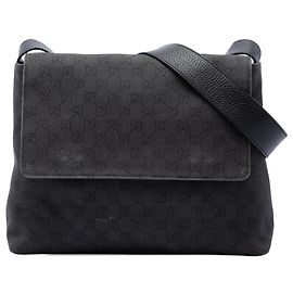 Gucci Black GG Denim Messenger Bag Black