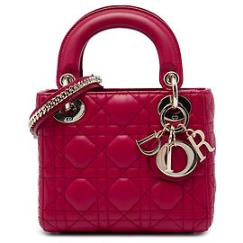 Dior Pink Mini Lambskin Cannage Lady Dior Rosa Outro