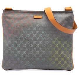 Borsa a tracolla Gucci GG Supreme grigia multicolore Marrone