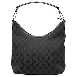 Bolsa de Ombro Gucci em Lona GG Preta Preto