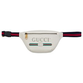 Bolsa de cintura Gucci em couro de bezerro granulado branco Small com logótipo Branco