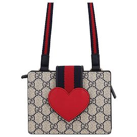 Borsa a tracolla Gucci Kids GG Supreme Heart Web Beige Beige