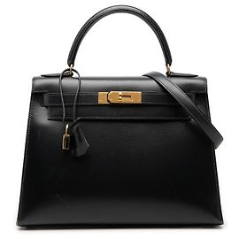 Hermès Black Box Calf Kelly Sellier 28 Noir