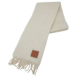 Loewe Anagram Schal Creme Wolle Mohair Roh