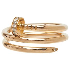 Cartier 18K Pink Gold Diamond Juste un Clou Band Ring Golden
