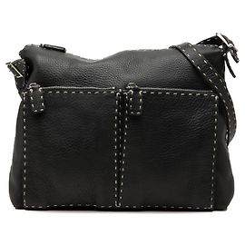Borsa a tracolla e spalla Fendi Selleria Stitch Nero