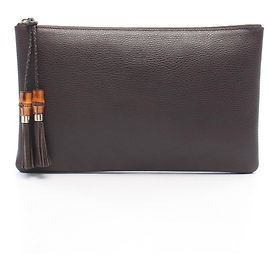 Bolso de mano clutch Gucci Bamboo Second Bag Castaño