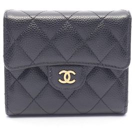 Chanel Classic Small Flap Wallet in Black Grained Calfskin Black