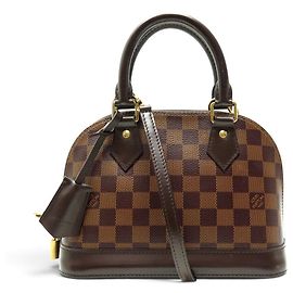 LOUIS VUITTON ALMA BB DAMIER CANVAS HANDBAG SHOULDER STRAP N40606 Brown
