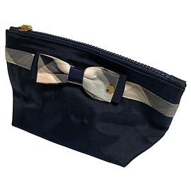 Autre Marque BLUE LABEL CRESTBRIDGE Check Ribbon Zip Pouch Blau Marineblau