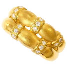Autre Marque Anel aliança em ouro amarelo 18K com diamante Dourado