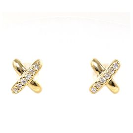 Autre Marque 18K Yellow Gold Diamond Stud Earrings Golden