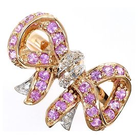 Autre Marque Anel aliança em ouro rosa 10K com diamante e safira Rosa Dourado