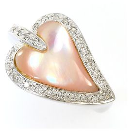 Autre Marque 18K White Gold Band Ring with Diamond and Shell Golden