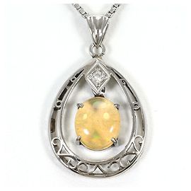 Autre Marque Platinum PT850 Necklace with Fire Opal and Diamond Other