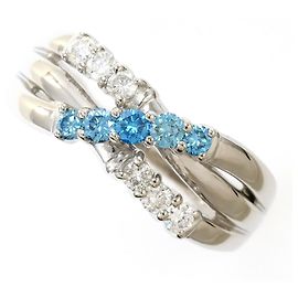 Autre Marque Platin-Ehering mit blauen Diamanten Blau Andere