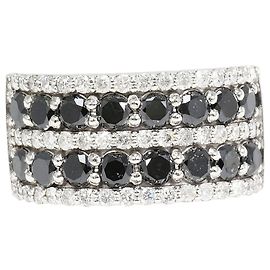 Autre Marque Bague alliance en or blanc 14K avec diamant noir Noir Doré