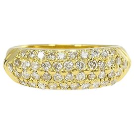 Autre Marque Anel aliança em ouro amarelo 18K com diamante Dourado