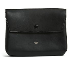 Céline Phoebe Philo Clutch de Cuero Liso Negro Negro