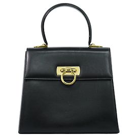 Salvatore Ferragamo Convertible Top Handle Leather Black