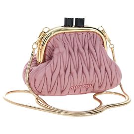 Miu Miu Matelasse Shoulder Bag Leather Pink Gold Auth 204496SAM Pink Golden