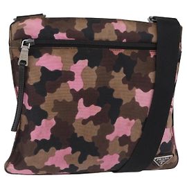 Borsa a tracolla PRADA Canvas Camouflage Green Pink Auth bs37142 Rosa Verde