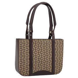 Céline Bolso Tote CELINE C Macadam Canvas Beige Tono Dorado Auth 207349A Beige Otro