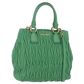 Miu Miu Matelassé Handtasche Leder 2way Grün Gold Auth 167731M Golden Grün