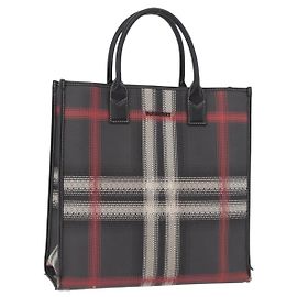 Borsa a mano BURBERRY Nova Check PVC Leather Black Red Auth 205962 Nero Rosso