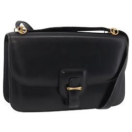Hermès Bolsa de Ombro HERMES Dolly em Couro Preto e Ouro Auth bs37332 Preto Dourado