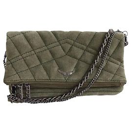 Borsa a tracolla Zadig & Voltaire in camoscio kaki Cachi