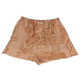 LOUIS VUITTON Shorts Pantaloni Seta 34 Brown LV Auth 204958M Marrone