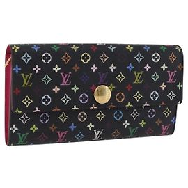LOUIS VUITTON Multicolor Portefeiulle Sarah Wallet M60668 LV Auth 205408A Black