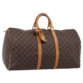 LOUIS VUITTON Monogram Keepall 55 Boston Bag M41424 LV Auth 204725A Monograma