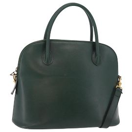 Céline Bolsa de mão CELINE em couro 2way Verde Ouro Auth 206449A Dourado Verde